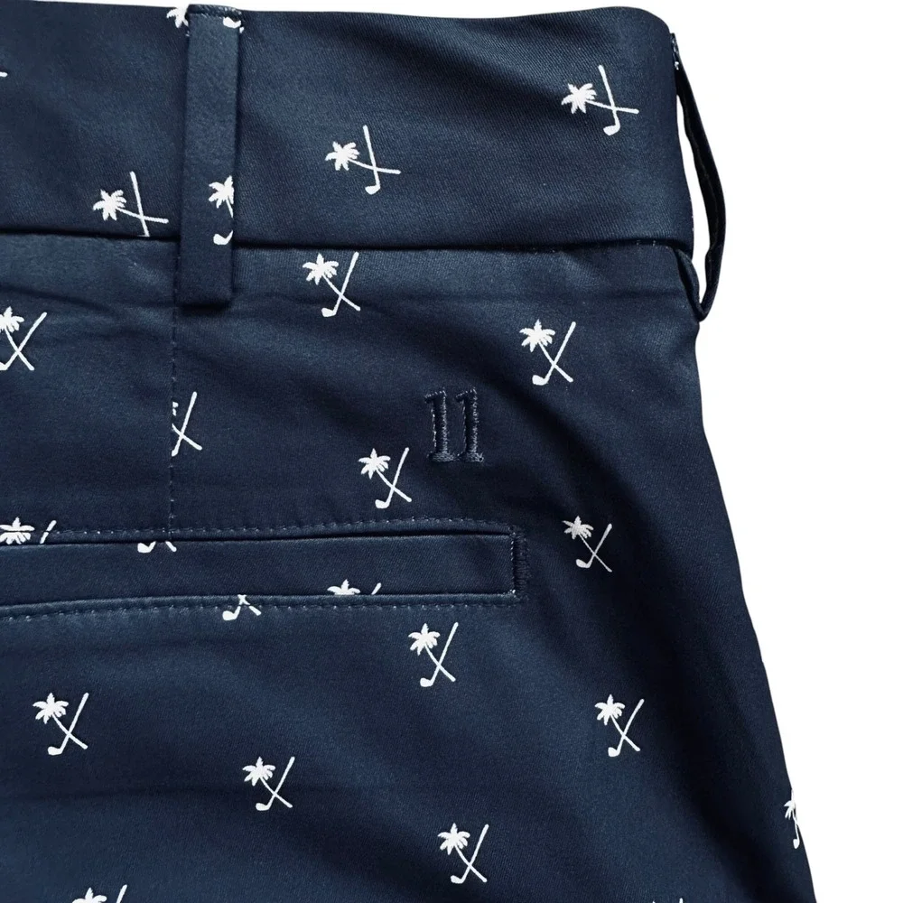 Preppy Walter Hagen 11 Golf Shorts 34 Navy Palm Tree Embroidered Performance